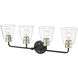 Cameron 4 Light 30 inch Matte Black/Modern Gold Vanity Light Wall Light